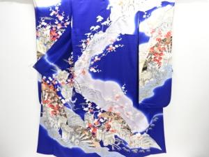 片輪車に御所車模様刺繍振袖・長襦袢セット